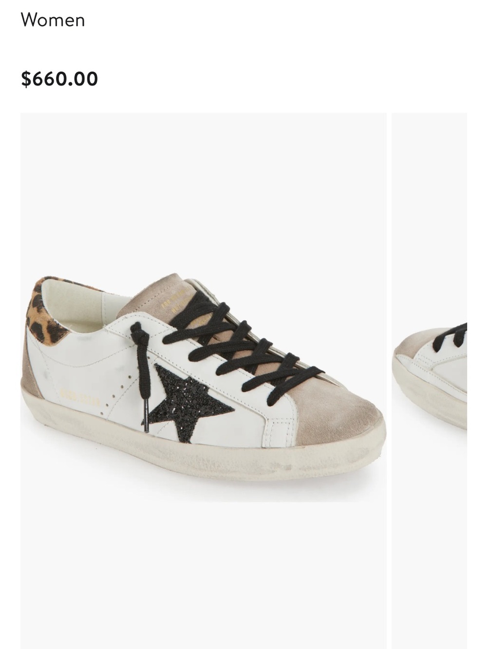Golden Goose White Leather Sneakers with Black Star and Leopard Heel